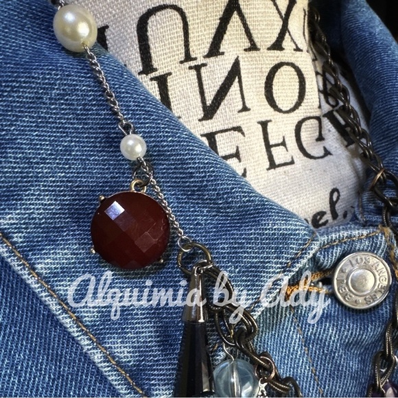 TURQUOISE AND ONYX PENDANT NECKLACE - Picture 3 of 7